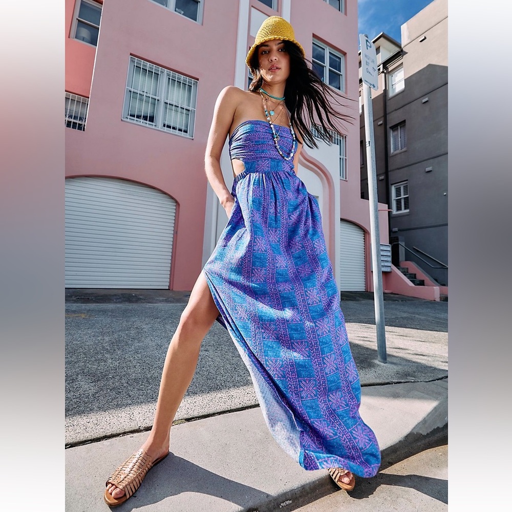 Free People Strapless Cut Out Maxi